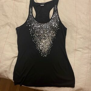 Daytrip black tank top with ombré sequins. Size large. Like new.